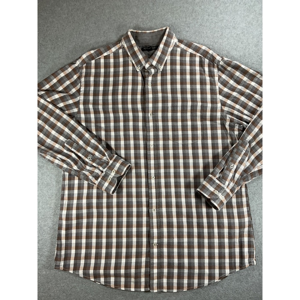 Banana Republic Luxe Flannel Slim Fit Plaid Button Down Shirt Mens XL 1713